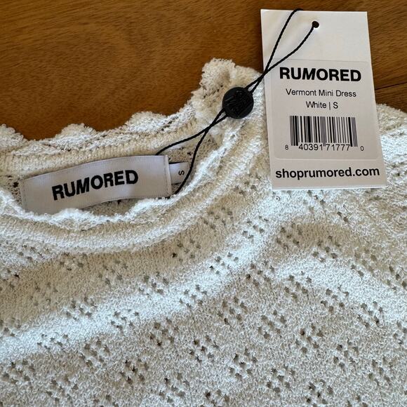 Rumored Pointelle Knit Sweater Mini Dress White Size Small - Picture 5 of 11